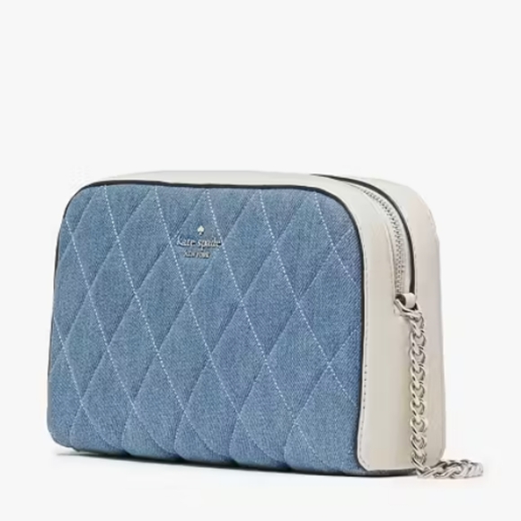 Kate Spade-Carey Denim Camera Crossbody Bag (Blue / White 💙🤍) - Picture 4 of 13